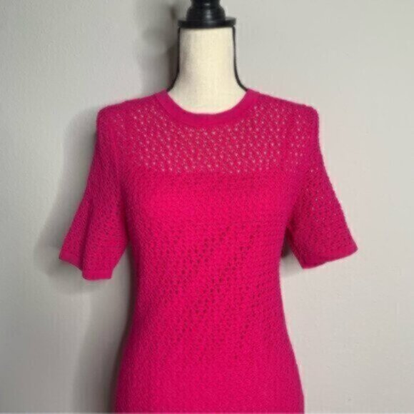 NWT Banana Republic Fuchsia Pink Pointelle Knitted Dress - Picture 6 of 10